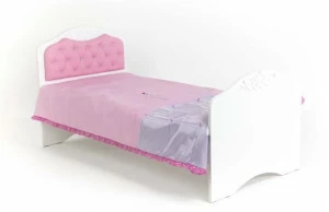 Кровать классика ABC-KING Princess №2 розовая кожа со стразами Сваровски (190*90) без ящика