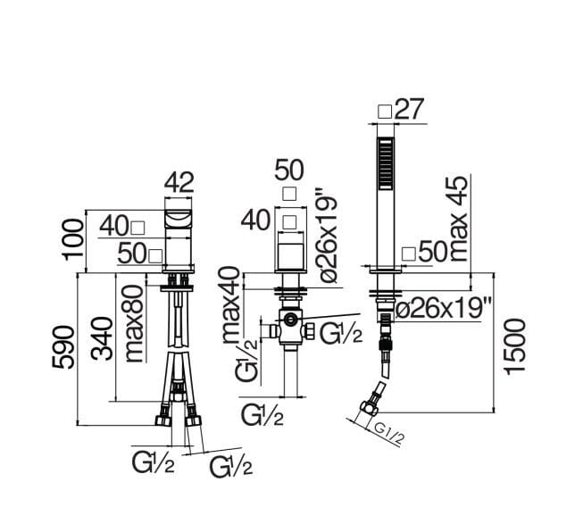 Однорычажный смеситель для ванны с ручным душем Nobili Seven ARCH-00052828 - Вид №1