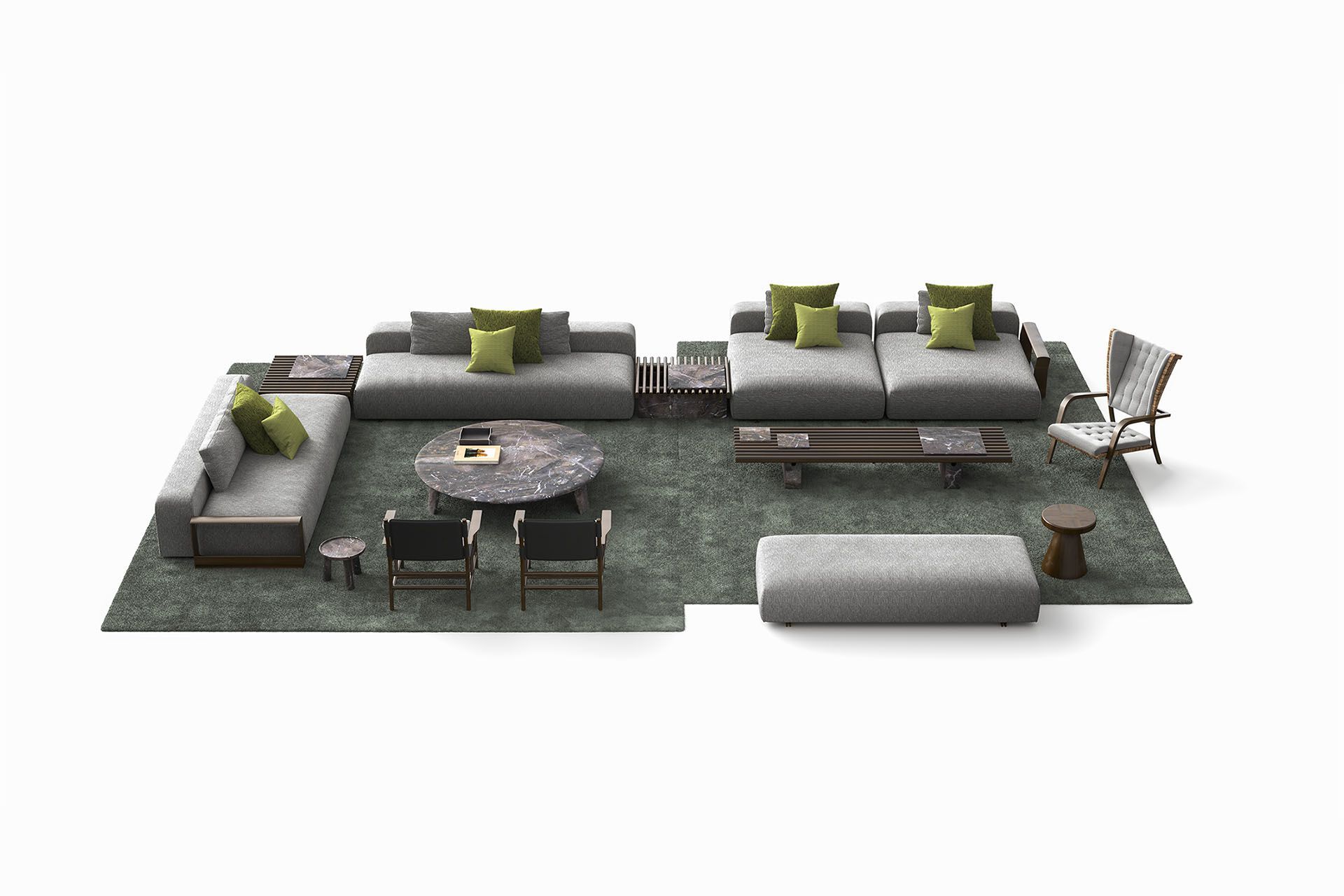 Низкий садовый столик из красного дерева и мрамора Exteta Panarea ARCH-00090767 - Вид №20