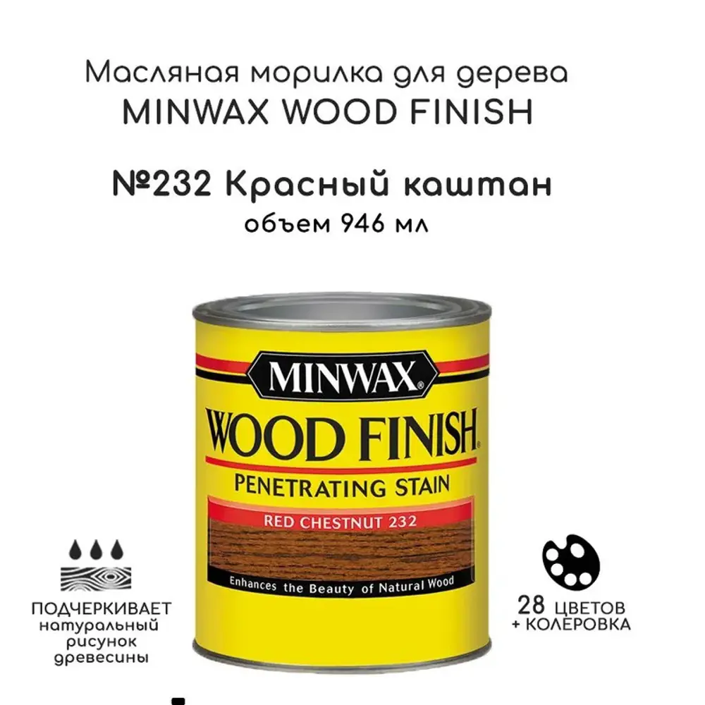 91365371 Морилка для дерева Minwax 70046 цвет красный каштан 0.946 л STLM-0853989