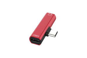 16442921 Переходник USB Type C - 3.5mm mini jack + TypeC красный VIV52I243 GCR