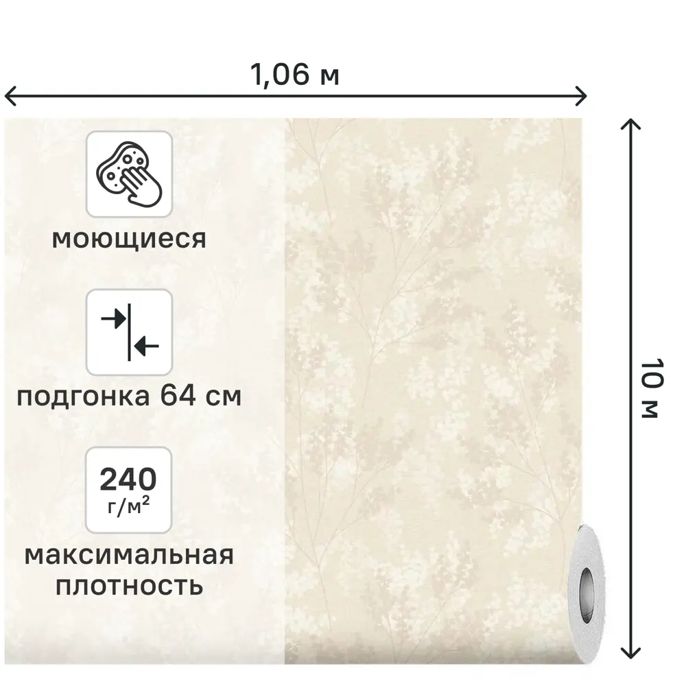 Обои флизелиновые Grandecolife Kantri 1 бежевые 1.06 м R207102 STLM-2124228 - Вид №1