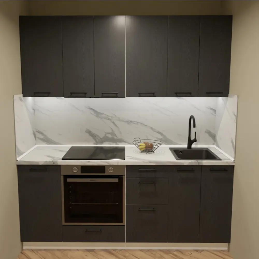 Кухонный гарнитур 200x60 см Канск цвет чёрный KONSENSA STLM-2060062