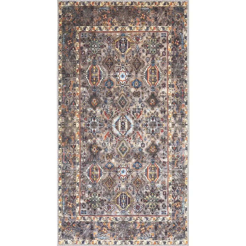 Ковер РОЯЛТАФТ Colaris серый с восточным принтом 80x150 см 89418242 STLM-1563949