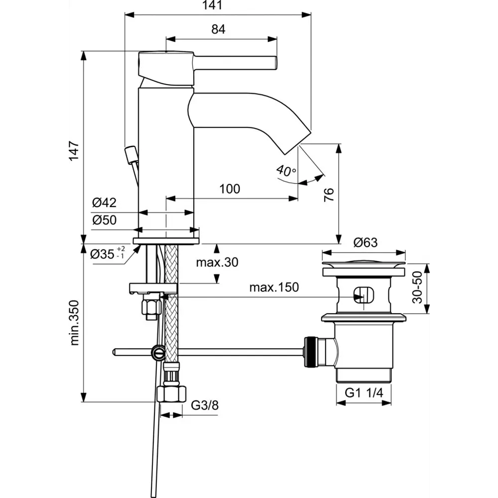 Смеситель для раковины Ideal Standard Kolva однорычажный цвет хром STLM-2066471 - Вид №4