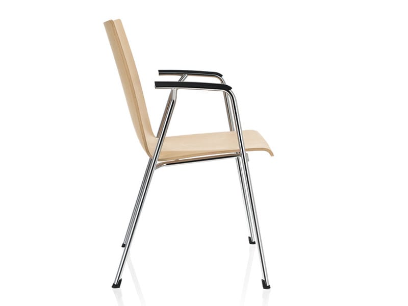 Деревянный штабелируемый стул для конференций с подлокотниками Brunner First ARCH-00136778