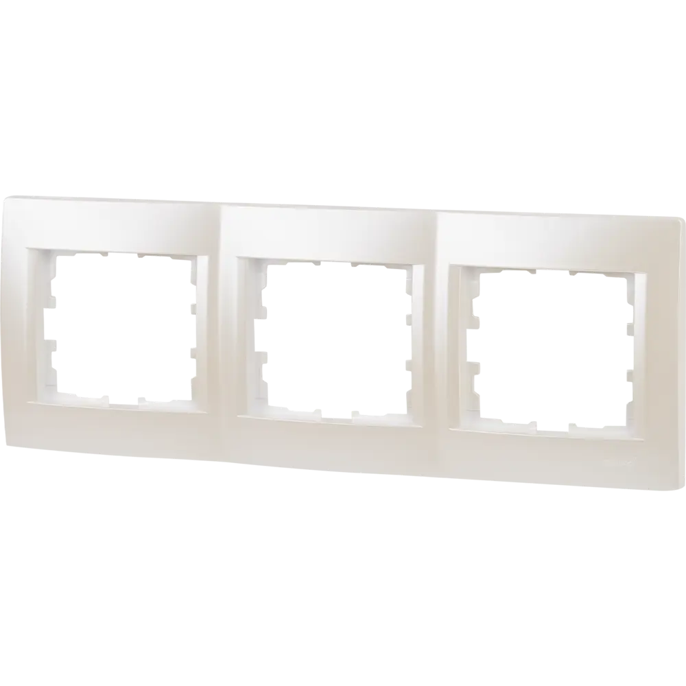 Рамка для розеток и выключателей Lezard Karina 3 поста горизонтальная цвет жемчужный белый перламутровый STLM-2108589 - Вид №1