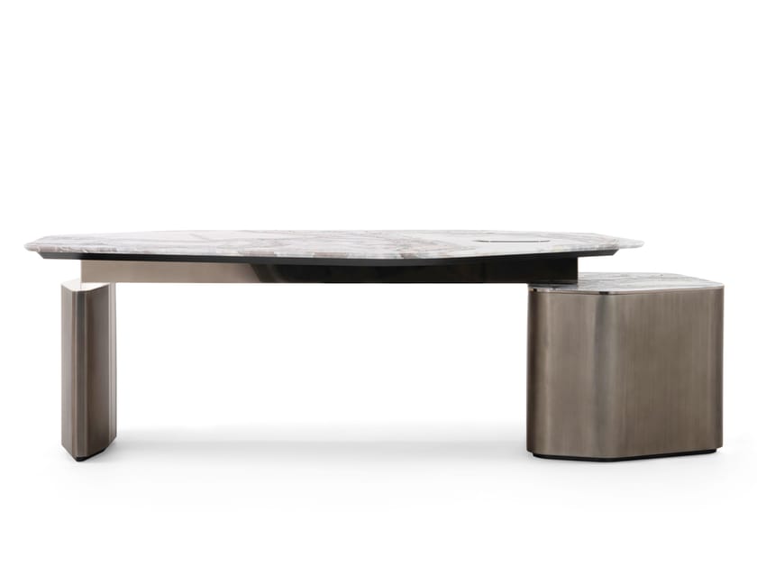 Металлический и мраморный стол с полкой Visionnaire EPHIR ARCH-00045212