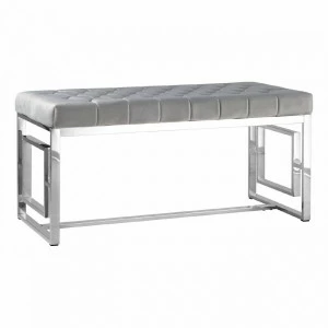 Банкетка-скамейка прямоугольная серая с серебром "Бруклин" STOOL GROUP ДИЗАЙНЕРСКИЕ 00-3881880 Серебро;серый