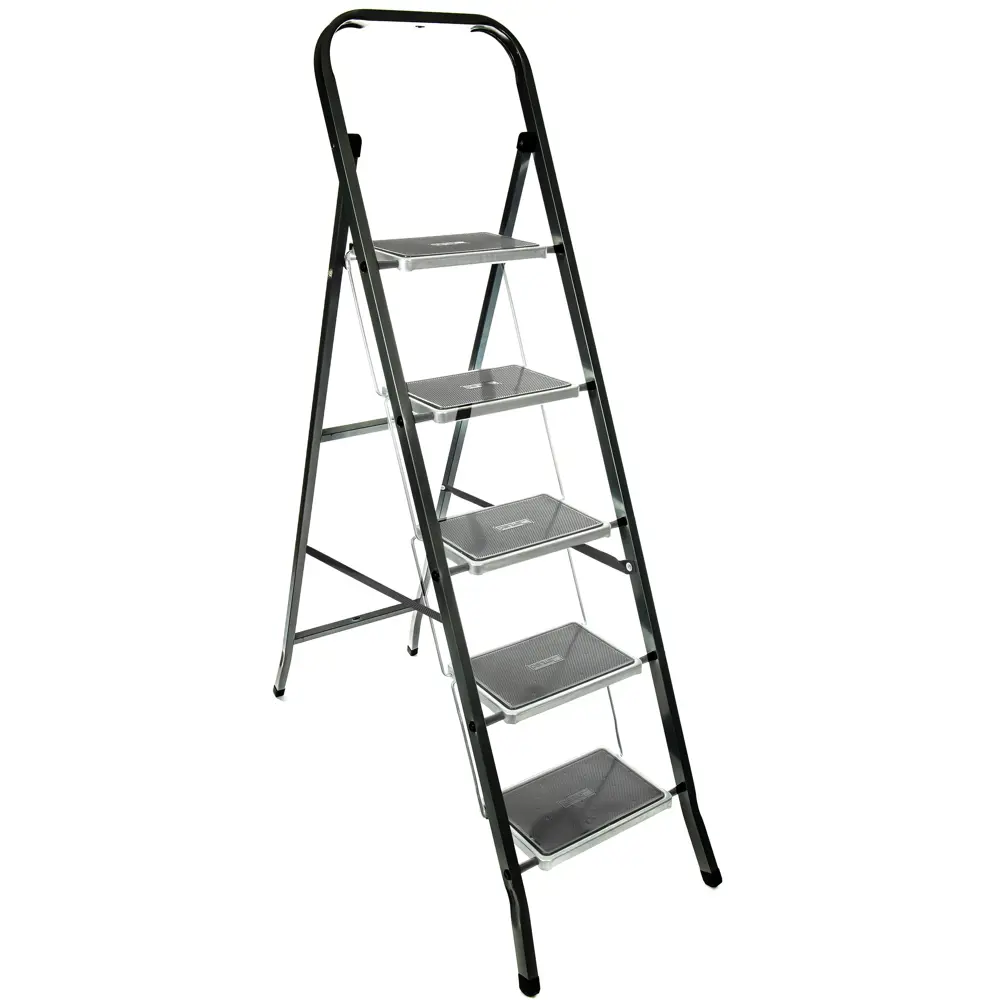 Стальная стремянка Zalger 5-ступенчатая с противоскользящим покрытием 87889950 STLM-0076013