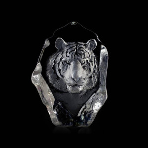 33567 Скульптура из прозрачного хрусталя "Тигр", 125/170 мм. Maleras