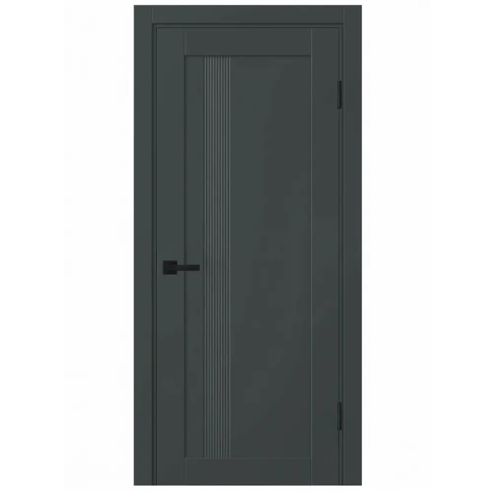 Дверь межкомнатная глухая Калга 60x200 см ПВХ цвет графит с замком и петлями KREAFORTA STLM-2070695