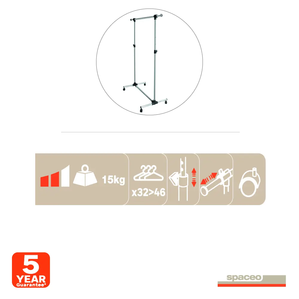 Мобильная напольная вешалка Spaceo с регулируемой высотой 82757919 Вешалка на колесах STLM-0035570 - Вид №22