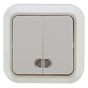 Выключатель накладной Makel SivaUstu 2 клавиши с подсветкой, цвет кремовый