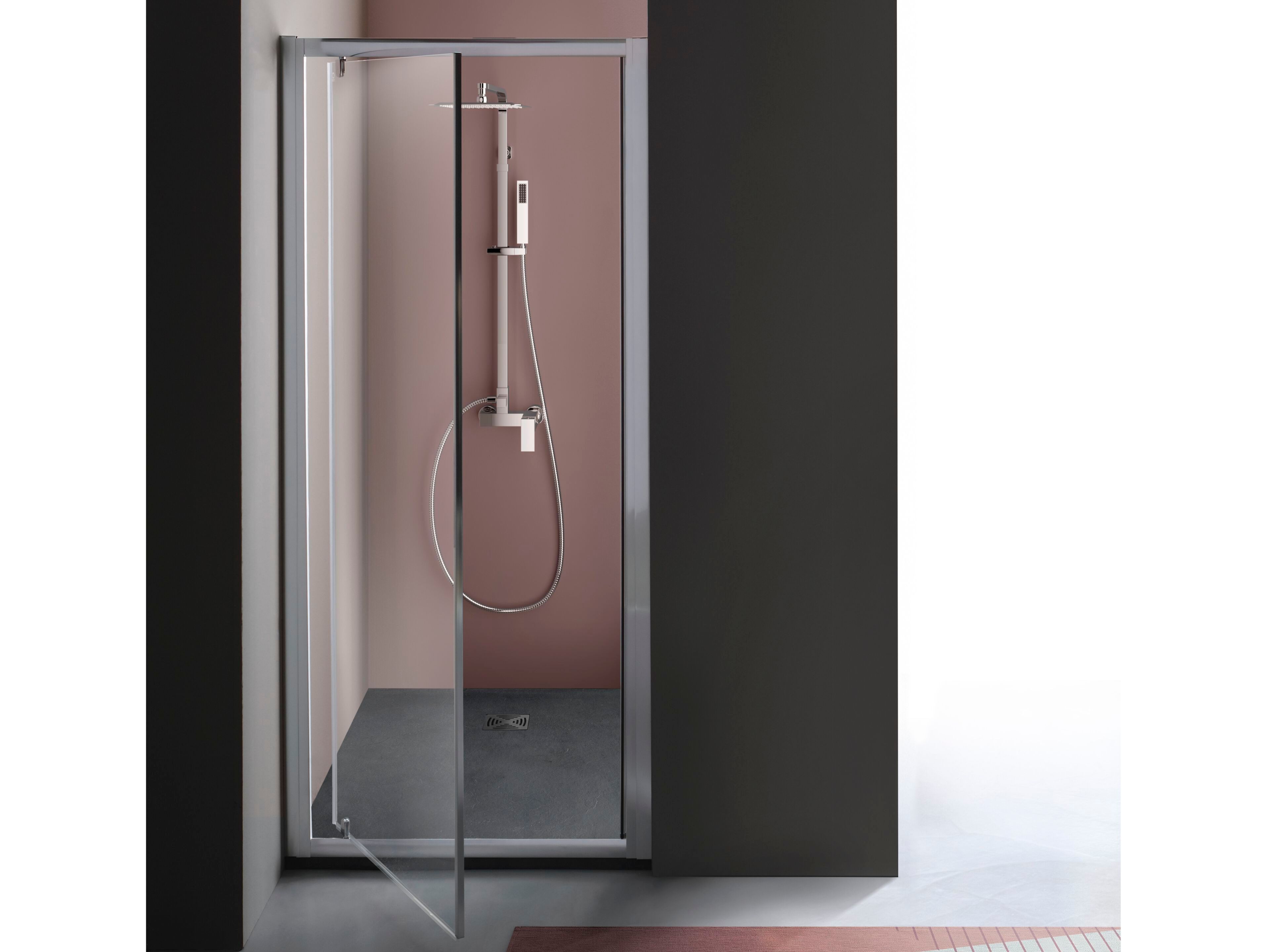 Алюминиевая и стеклянная нишевая душевая кабина с распашной дверью TAMANACO FPB40 ARCH-00056081