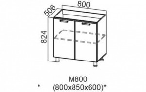 86798 М800 Стол-рабочий 800 (под мойку) SV-мебель