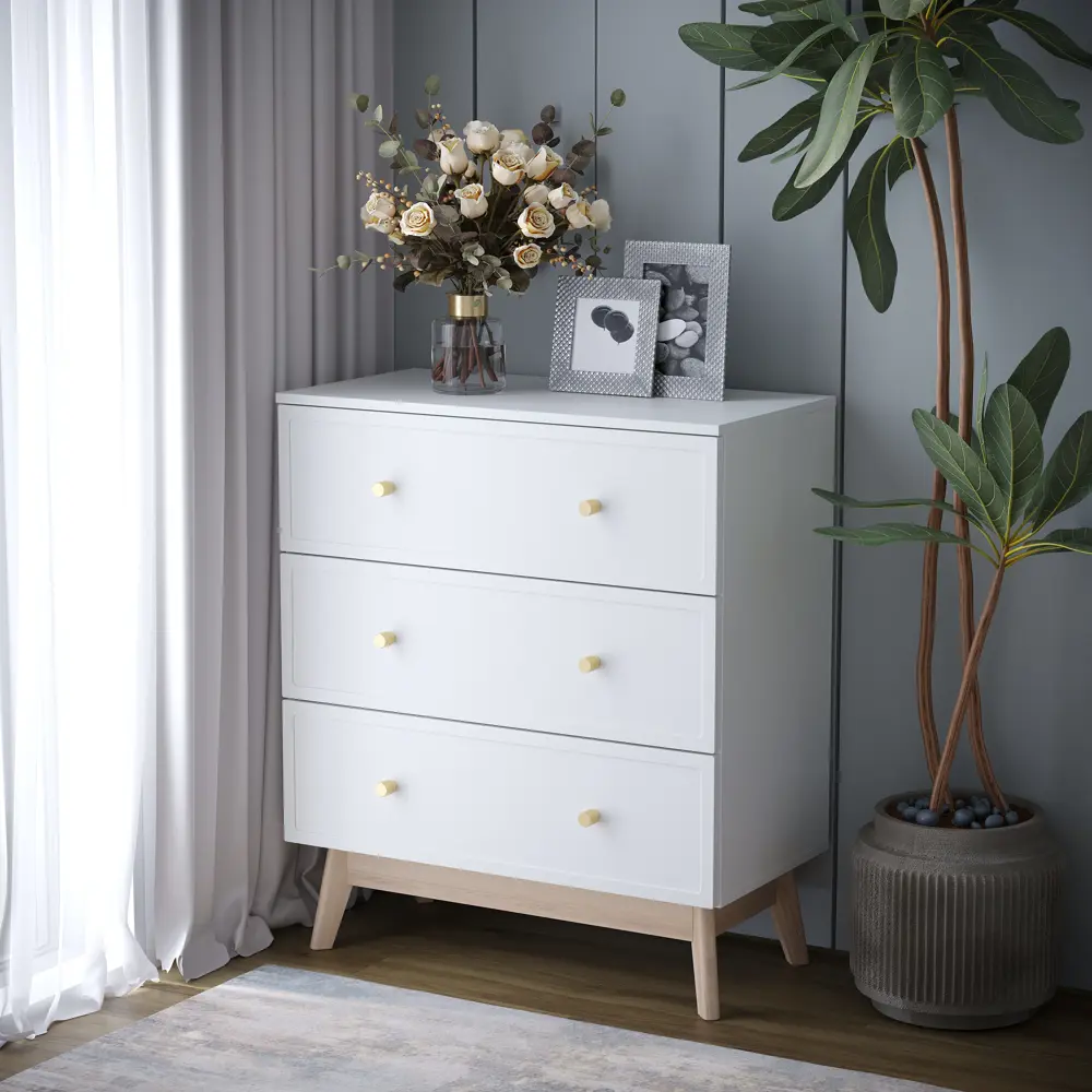 Комод KONSENSA Амьен 3 ящика 80x94x41.7 см ЛДСП цвет белый Лион STLM-2044330