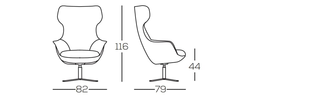 Вращающееся кресло с высокой спинкой из ткани GRUPPO FOX день Фокса ARCH-00149042 - Вид №3