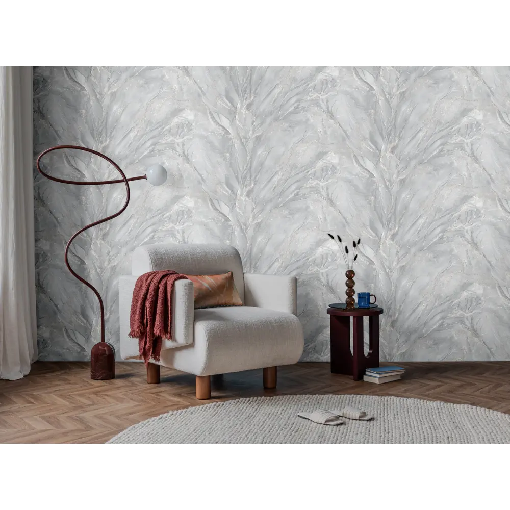 Victoria Stenova Prestige: Серо-серебристые флизелиновые обои для современного интерьера 89423714 STLM-1563382 - Вид №4