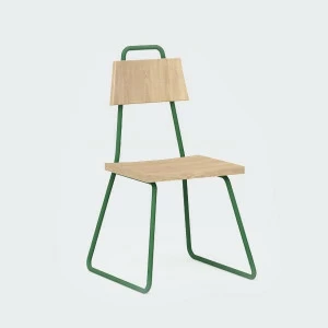 Стул с металлическими ножками и деревянным сиденьем кейл Bauhaus WOODI  00-3966238 Зеленый