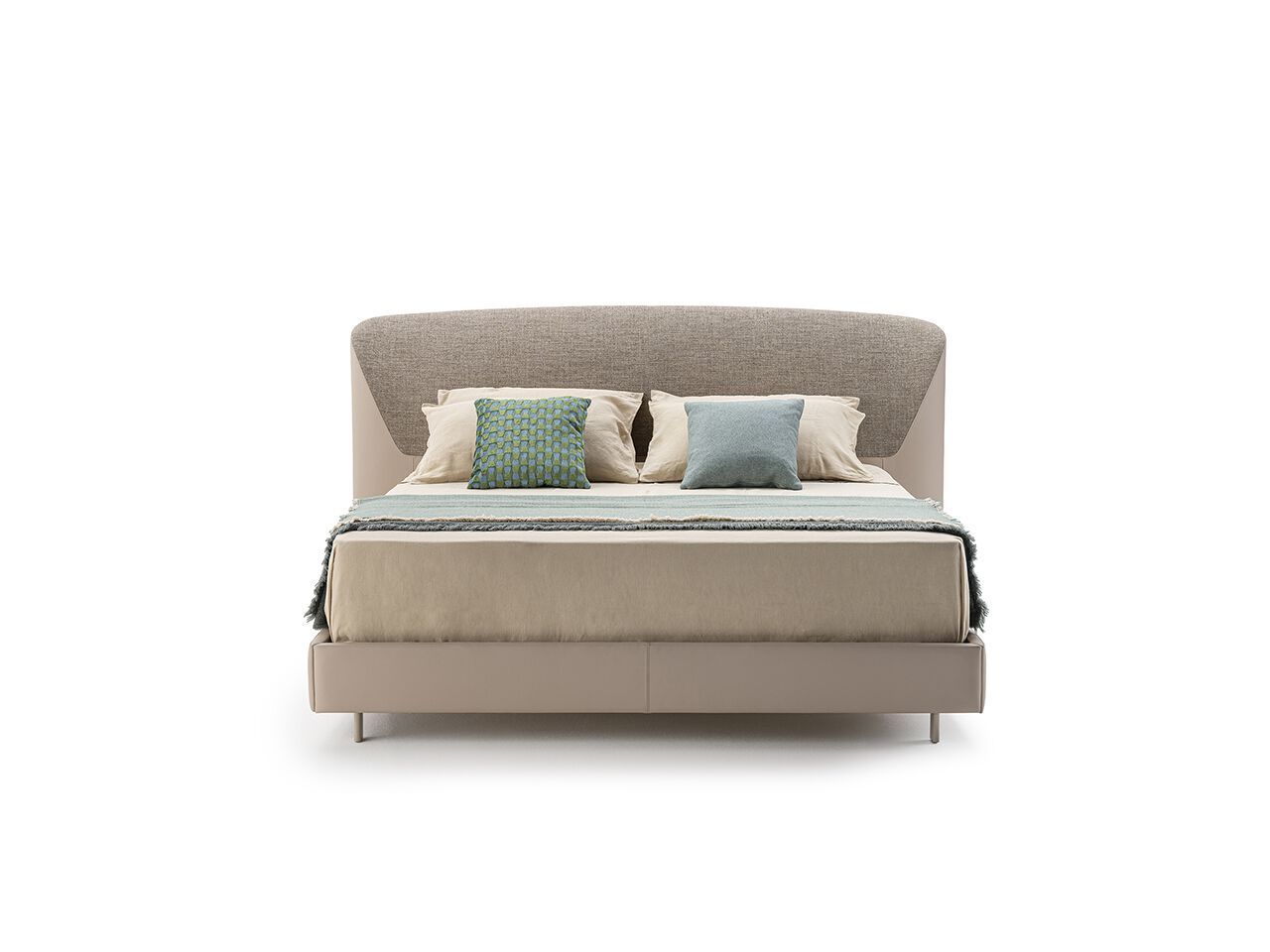 Двуспальная кровать из кожи и ткани с мягким изголовьем Turri Joel ARCH-00047071 - Вид №1