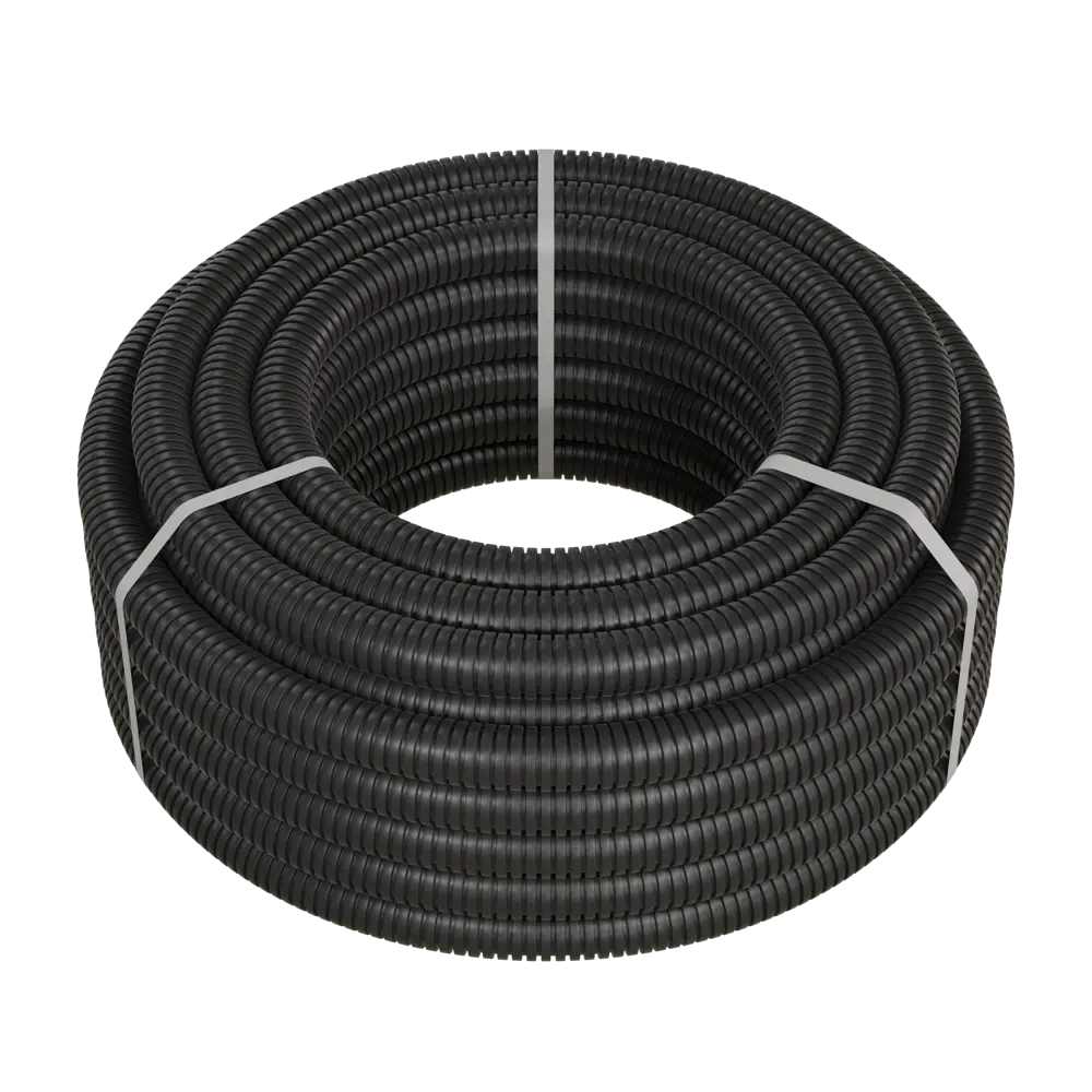 Труба гофрированная Экопласт D32 мм 25 м ПНД легкая с протяжкой цвет черный STLM-2097072 - Вид №1