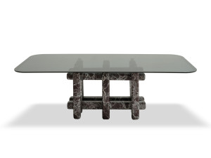 Прямоугольный стол из мрамора и стекла