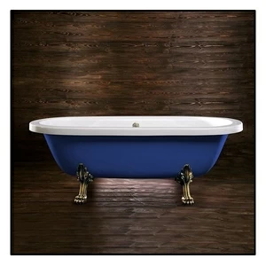 Ванна напольная отдельностоящая синяя с золотыми ножками "Львиная лапа" Akcjum Octavia WN-09-01-BR-C