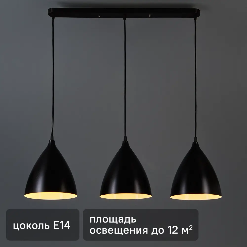 Светильник подвесной 21 Век-свет 2021/3 220-240В 3 лампы черный STLM-2162548