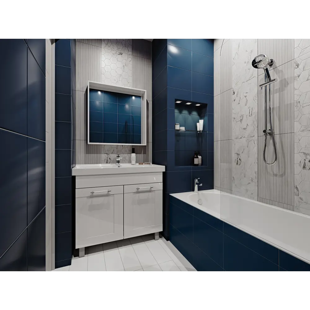 Плитка настенная Marble «Гексо» 60x30 см 1.62 м2 цвет белый матовый BELANI STLM-2145793 - Вид №3