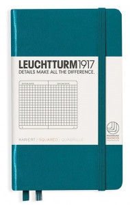 525798 Записная книжка А6, в клетку, зеленая Leuchtturm 1917