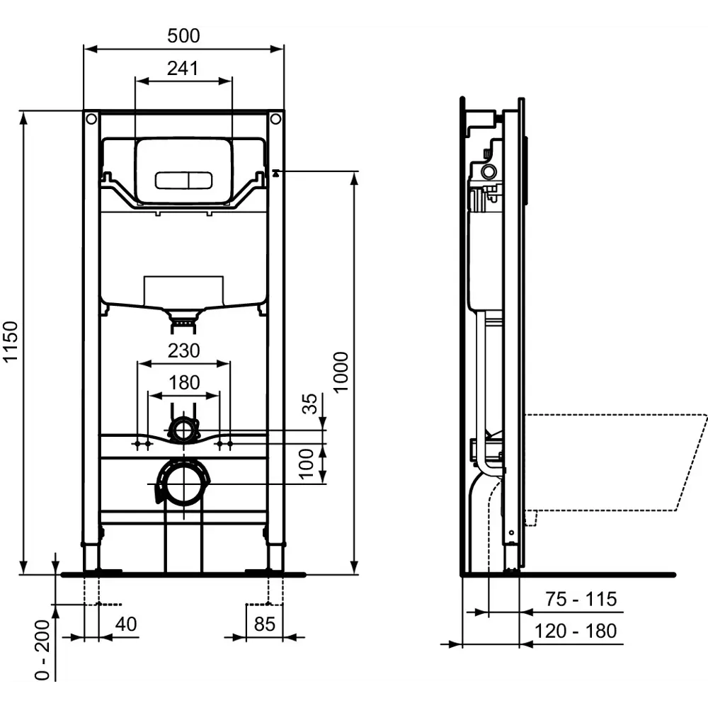 Инсталляция для подвесного унитаза Ideal Standard ProSys 120 M с кнопкой STLM-2191448 - Вид №9