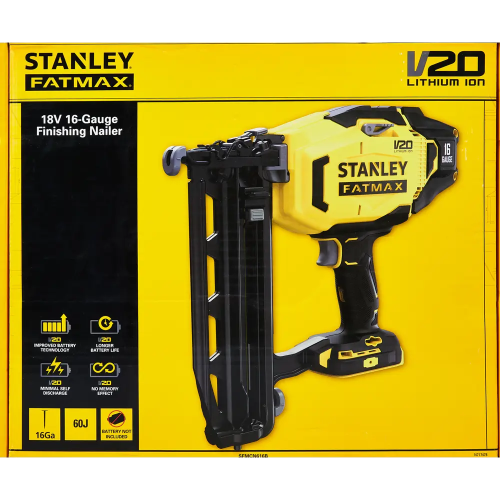 Гвоздезабиватель аккумуляторный Stanley Fatmax SFMCN616B-XJ, 18 В, без АКБ и ЗУ STLM-2042987 - Вид №6