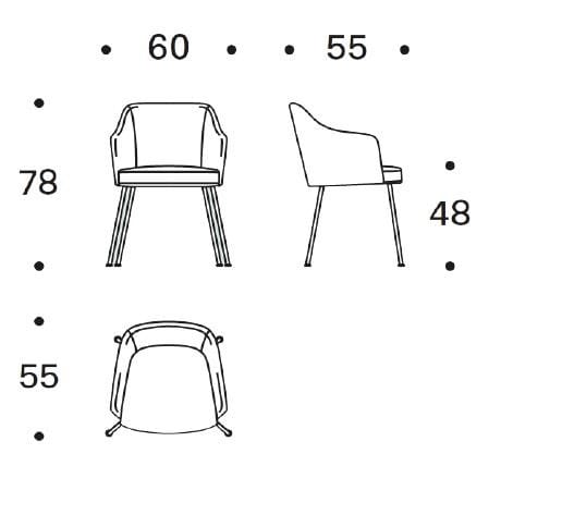 Мягкий тканевый стул с подлокотниками Saba Italia ARCH-00029731 - Вид №3