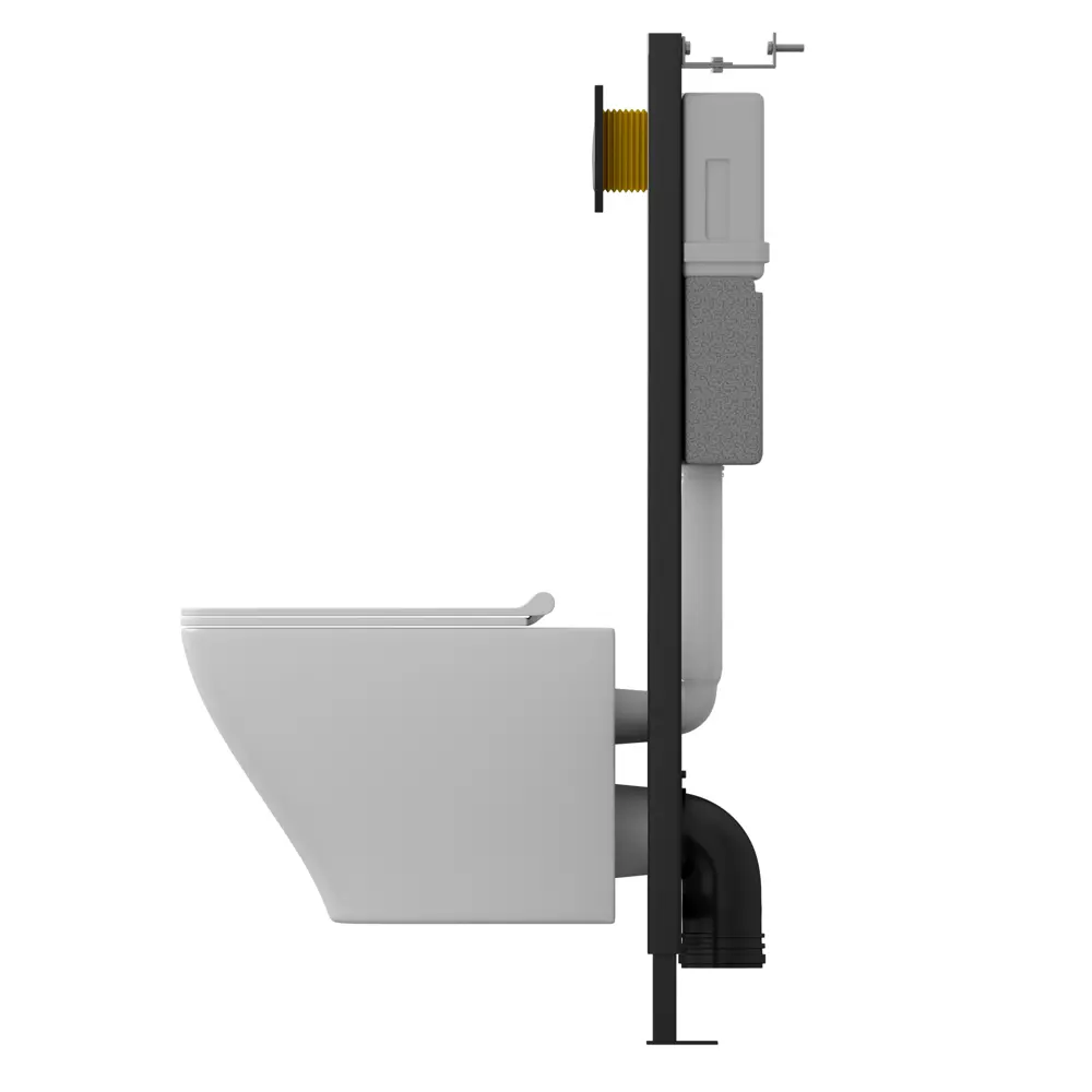 Комплект инсталляция с унитазом Aster безободковый с микролифтом клавиша Globe Soft-Touch цвет черный Santreyd STLM-2170365 - Вид №1