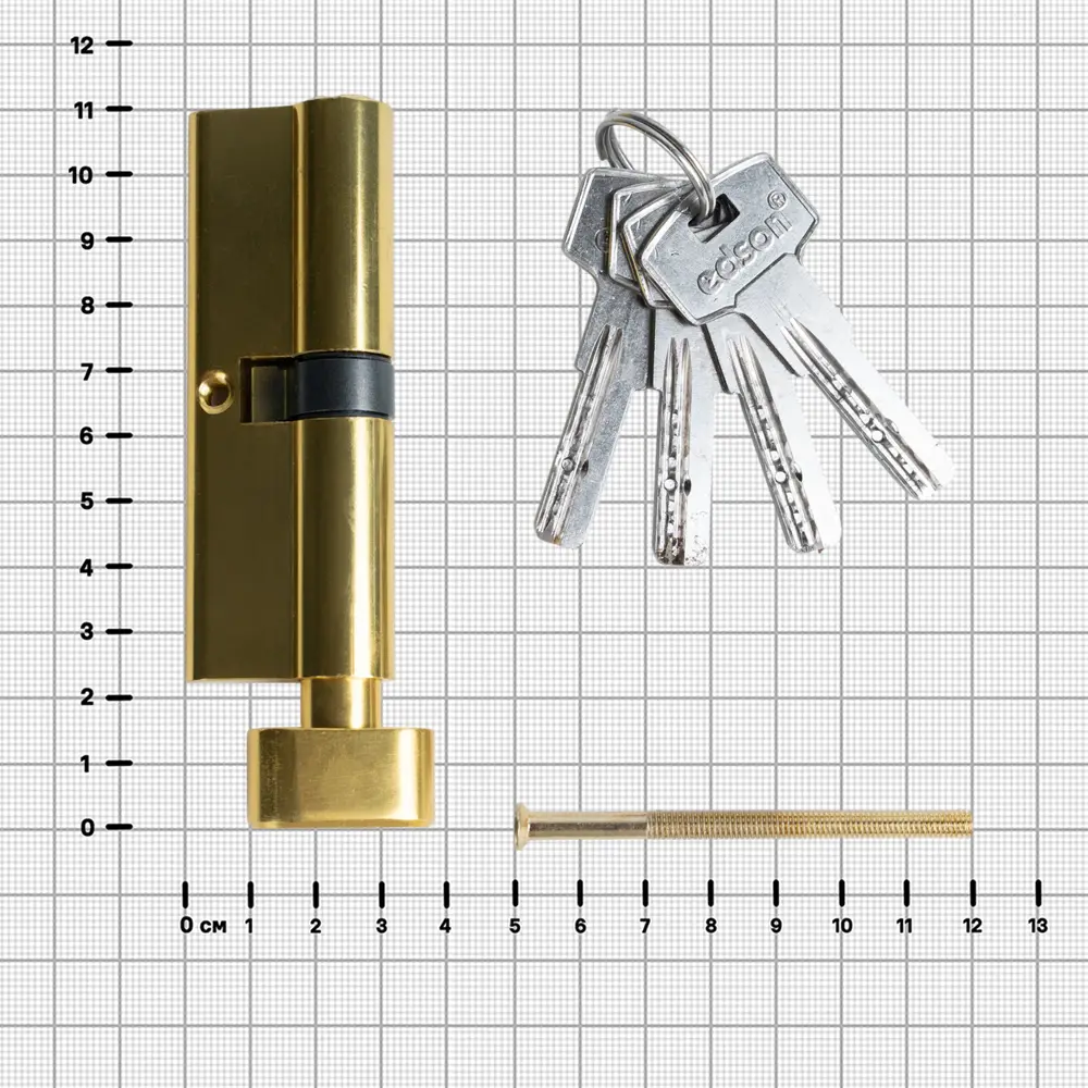 Цилиндр EDS-CYL 45x45 мм ключ/вертушка цвет латунь EDSON STLM-2155714 - Вид №3