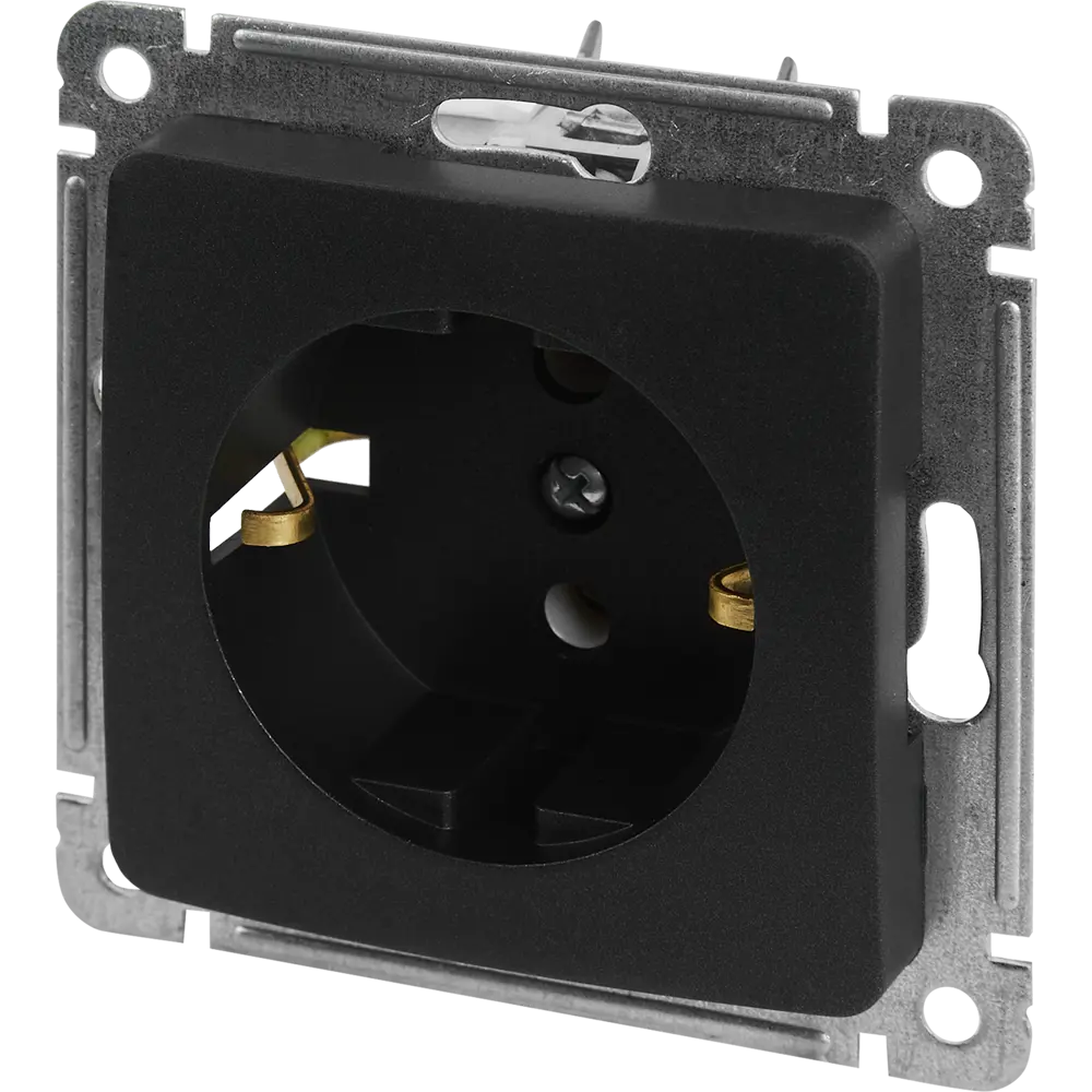 Розетка встраиваемая Hegel Мастер с заземлением цвет черный STLM-2179223 - Вид №1