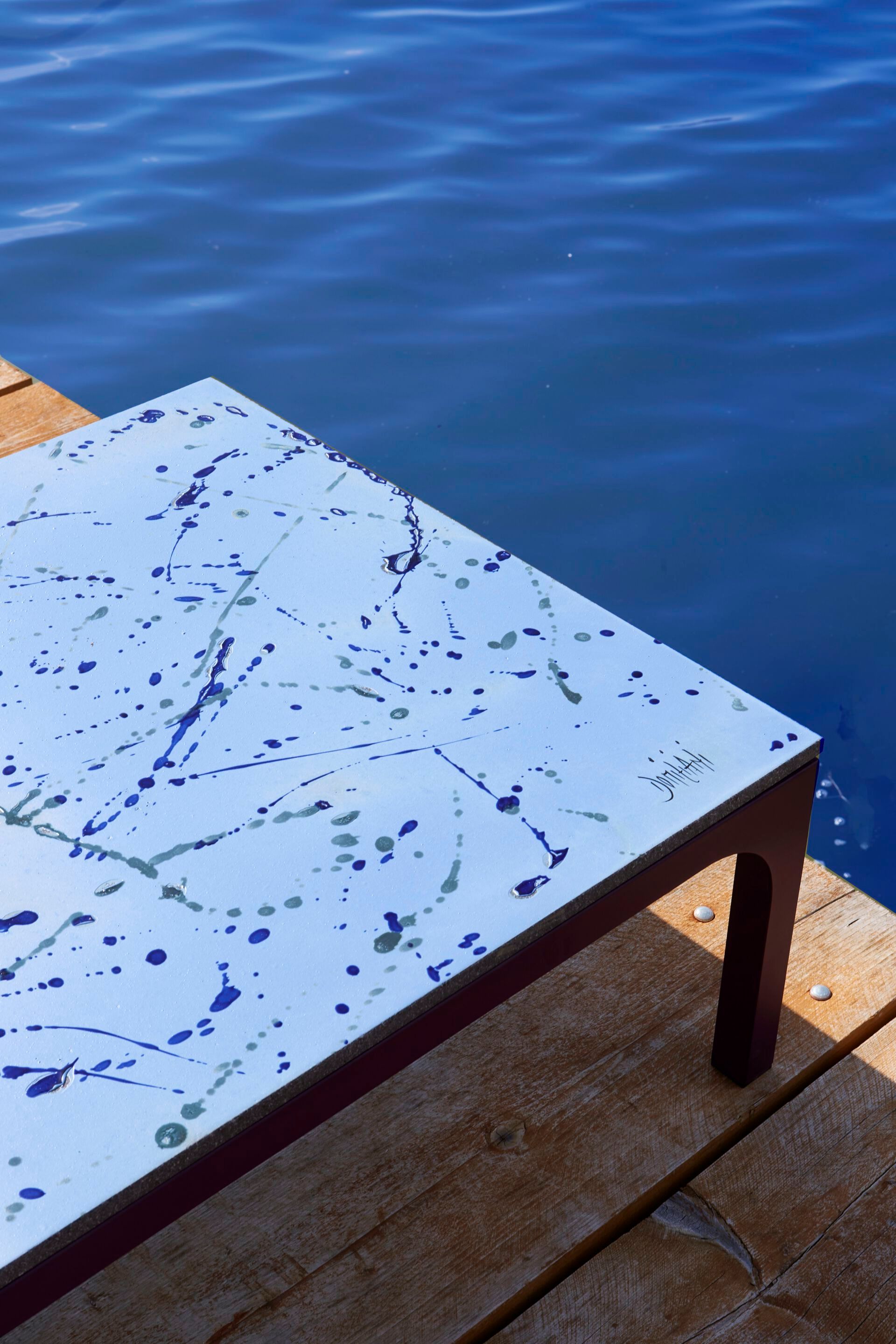 Журнальный столик из фаянса и нержавеющей стали DOMIZIANI современный ARCH-00044051