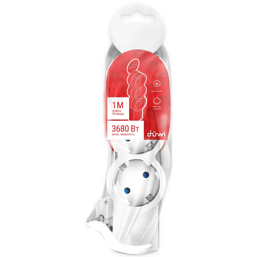 Удлинитель с заземлением Duwi 3 розетки со шторками 3x1.5мм2 1 м STLM-2125269 - Вид №1