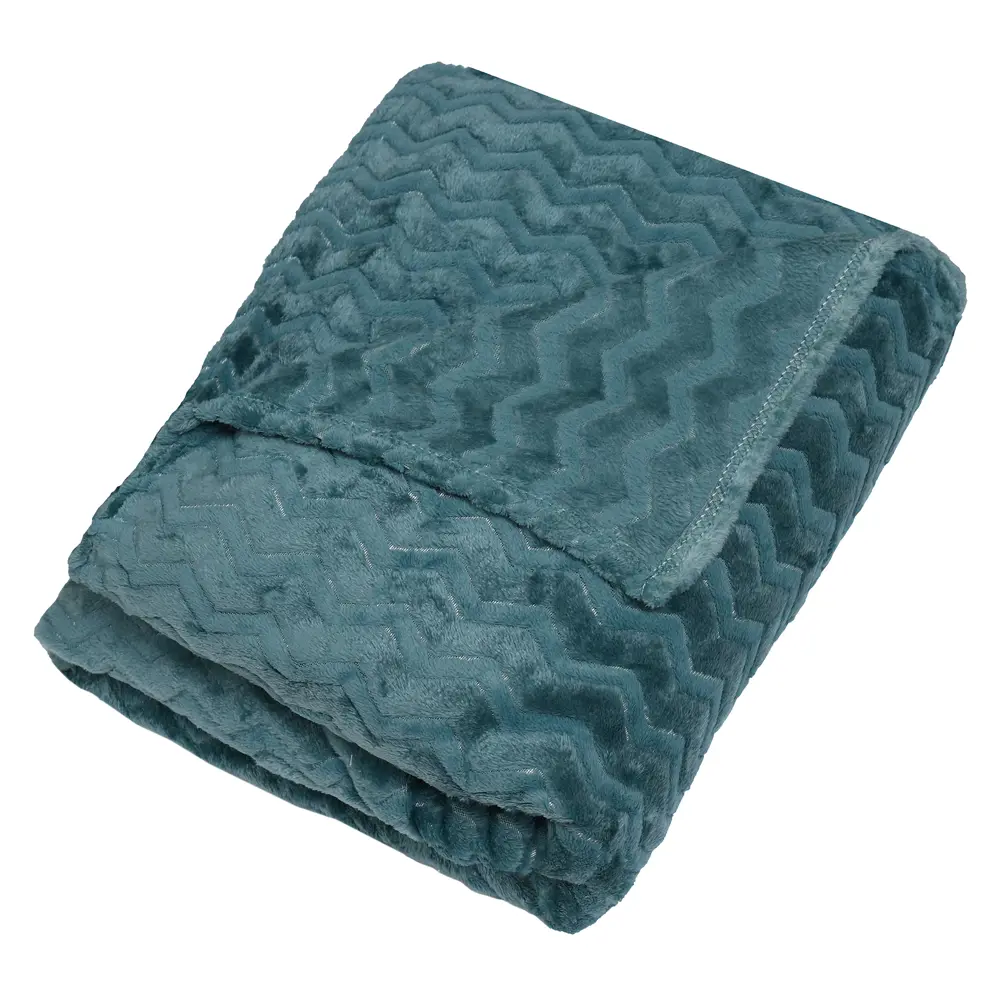 Плед Зигзаг 200x220 см фланель цвет бирюзовый TEXREPUBLIC STLM-2012402