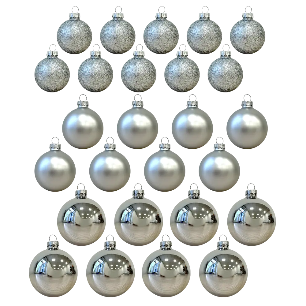 89381650 Набор елочных украшений Подвес ø5 см стекло серебряный 26 шт. STLM-1441038 Santreyd  - Вид №4