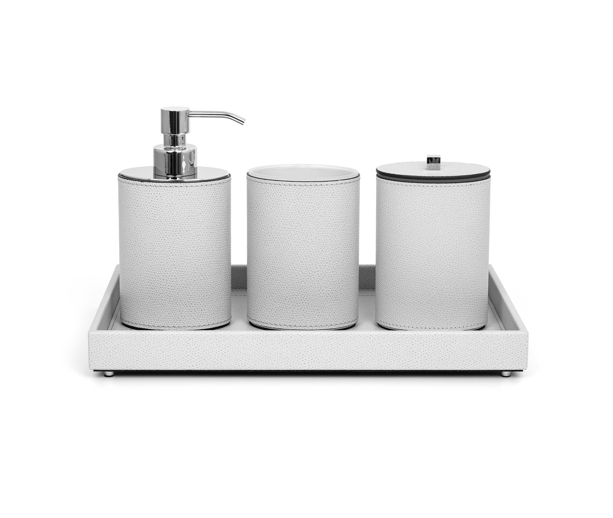 Овальный комплект для ванной комнаты Poseidon - 30X18,5XH15 см / тканая кожа_черный