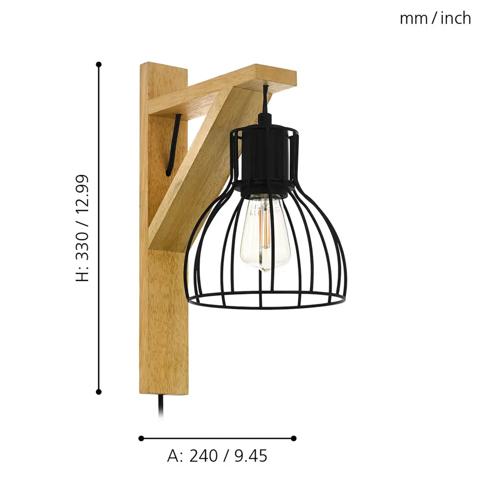 Настенный светильник Eglo Rampside E27 40 Вт, цвет коричневый-черный STLM-2004394 - Вид №4