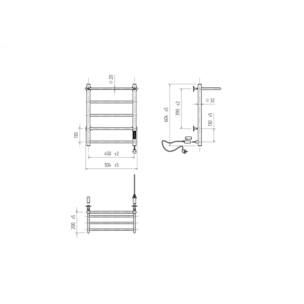 Equation электрический полотенцесушитель с терморегулятором и полкой 89352318 STLM-1326618 - Вид №3