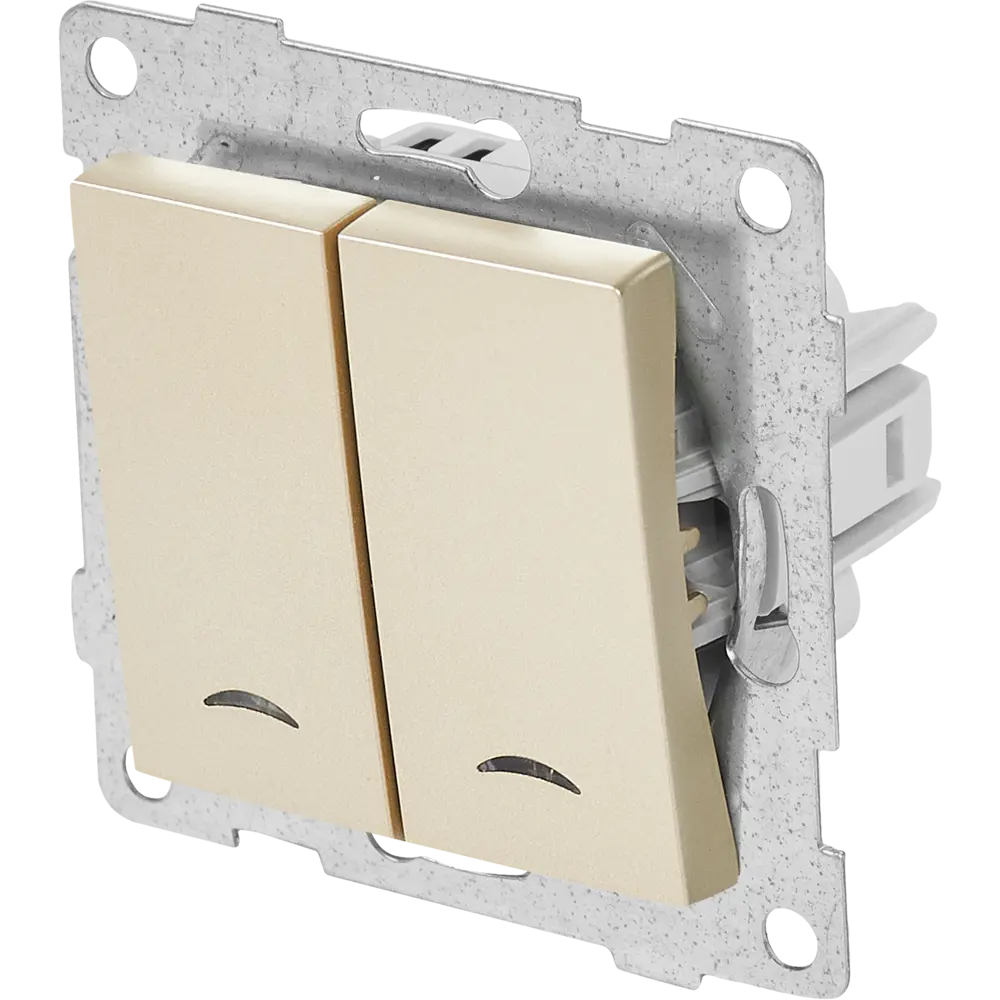 Выключатель встраиваемый Gusi Electric 2 клавиши с подсветкой цвет шампань Ugra STLM-2003411 - Вид №1