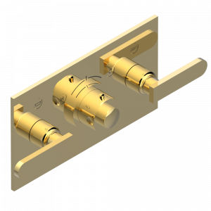 A6B-5401BEH Накладка с ручкой регулировки температуры и двумя маховиками для термостатического смесителя с горизонтальной установкой Thg-paris Profil с рукоятками Золото