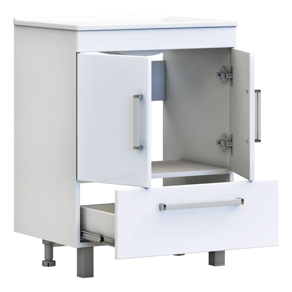 Тумба под раковину Vigo Eggo Квадро 60х46.2х80 см ламинированная ДСП цвет белый STLM-2103154 - Вид №2