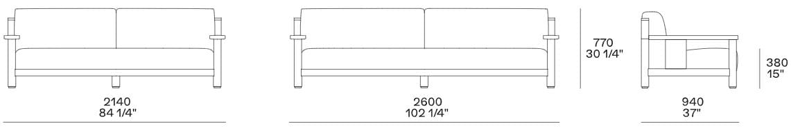 3-местный тканевый съемный садовый диван Poliform Ketch ARCH-00047215 - Вид №5