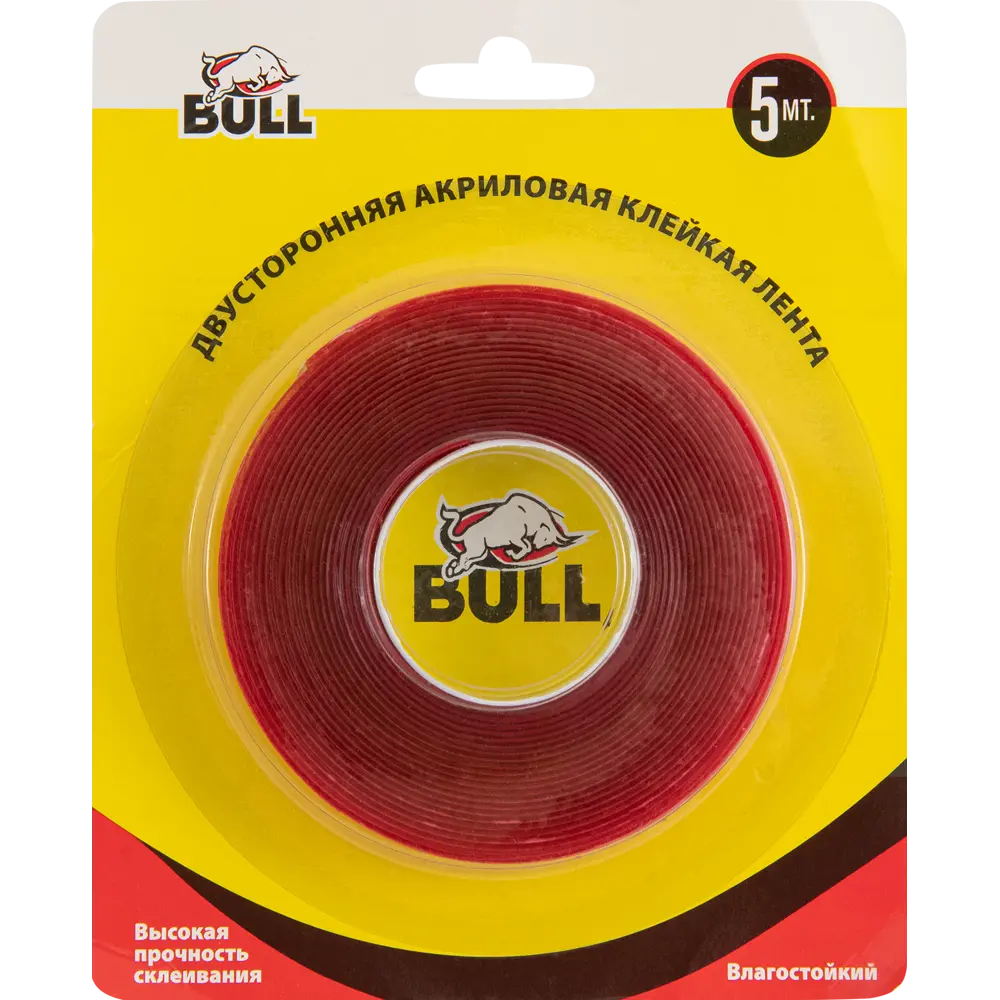 Скотч акриловый двухсторонний для внутренних и наружных работ Bull 10 мм x 5 м цвет красный Santreyd STLM-2116591 - Вид №1