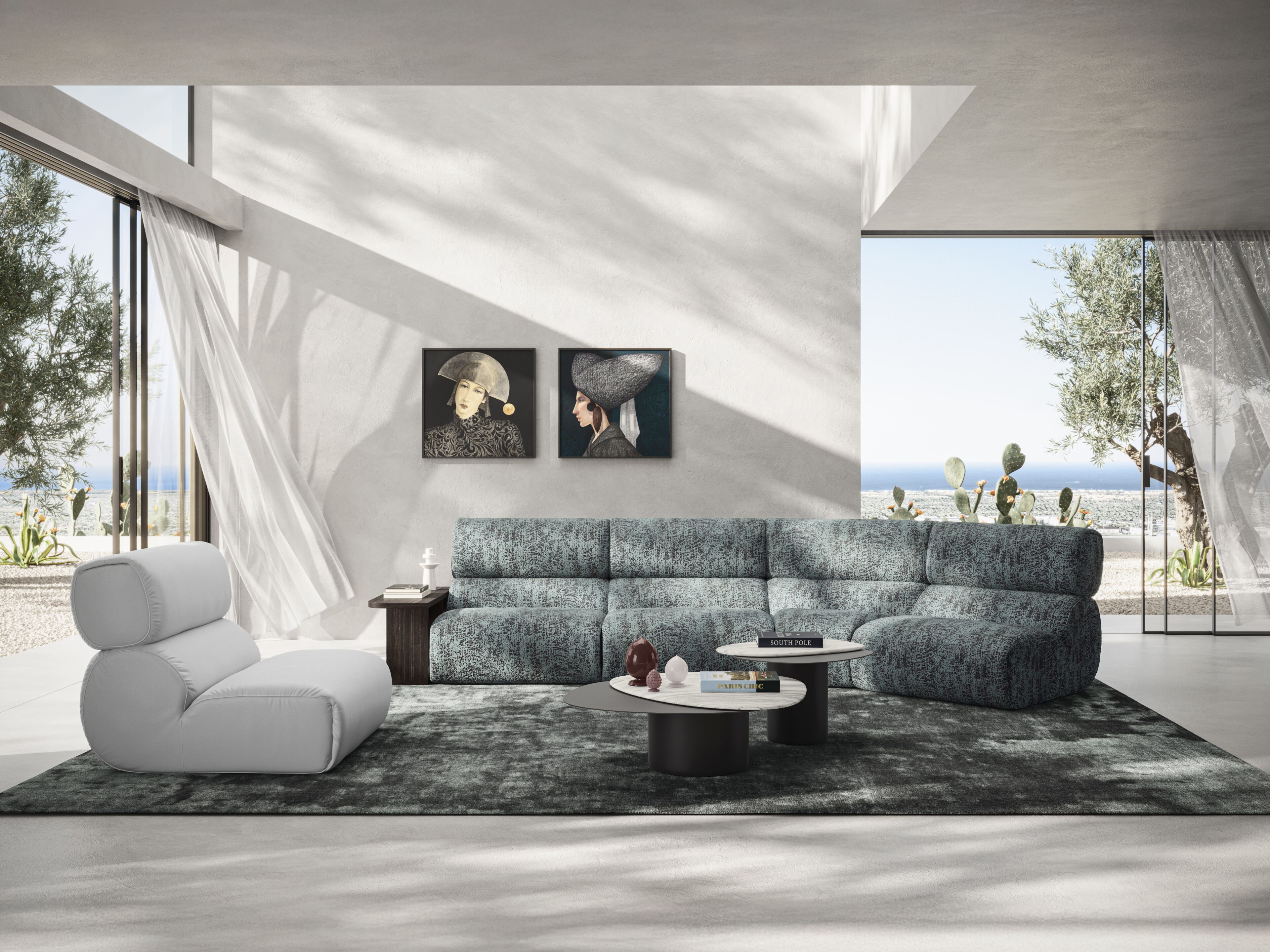 Тканевый изогнутый модульный диван Natuzzi Italia момент ARCH-00090188 - Вид №8